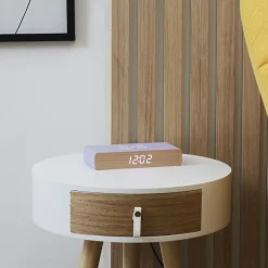La Chaise Longue Horloge & Réveil-REVEIL CHARGEUR BOIS VIOLET