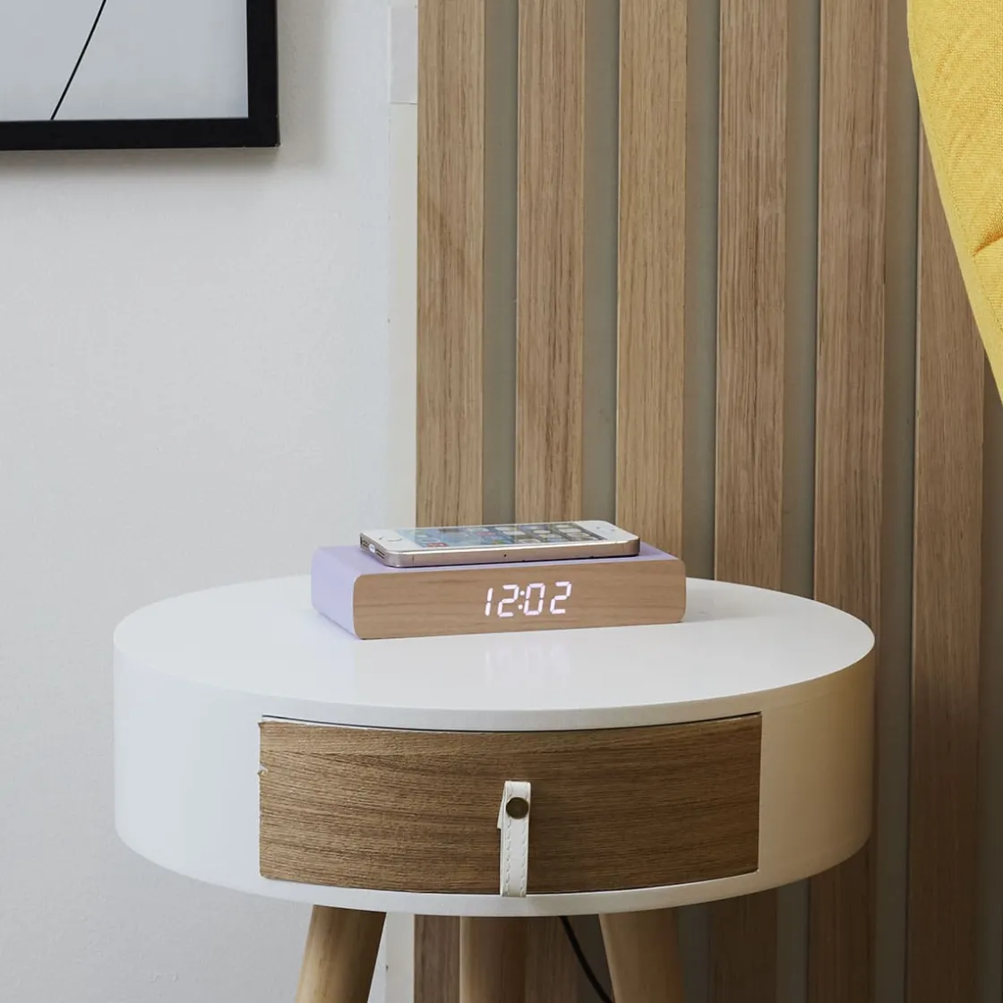 La Chaise Longue Horloge & Réveil-REVEIL CHARGEUR BOIS VIOLET