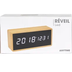 La Chaise Longue Horloge & Réveil-REVEIL LED GM FIBRE BOIS NATUREL