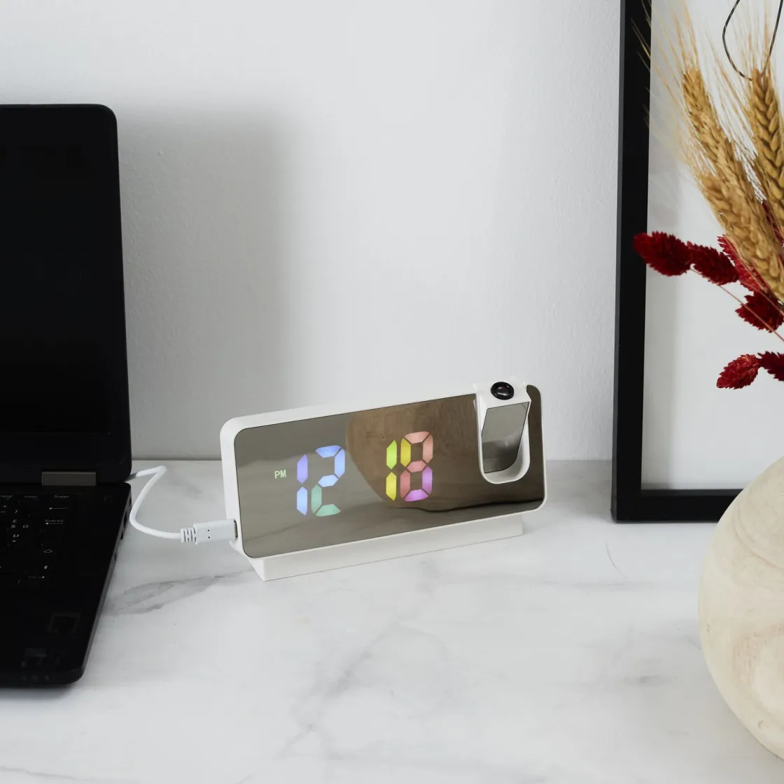 La Chaise Longue Horloge & Réveil-REVEIL PROJECTEUR MIROIR RAINBOW