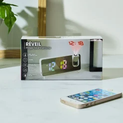 La Chaise Longue Horloge & Réveil-REVEIL PROJECTEUR MIROIR RAINBOW