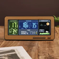 La Chaise Longue Horloge & Réveil-REVEIL STATION METEO WOODY