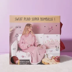 La Chaise Longue Cocoon-SWEAT PLAID BOMBASSE ROSE