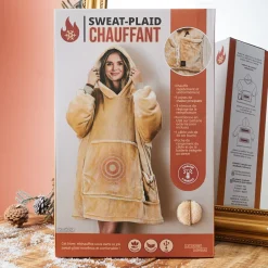 La Chaise Longue Cocoon-SWEAT PLAID CHAUFFANT CAMEL