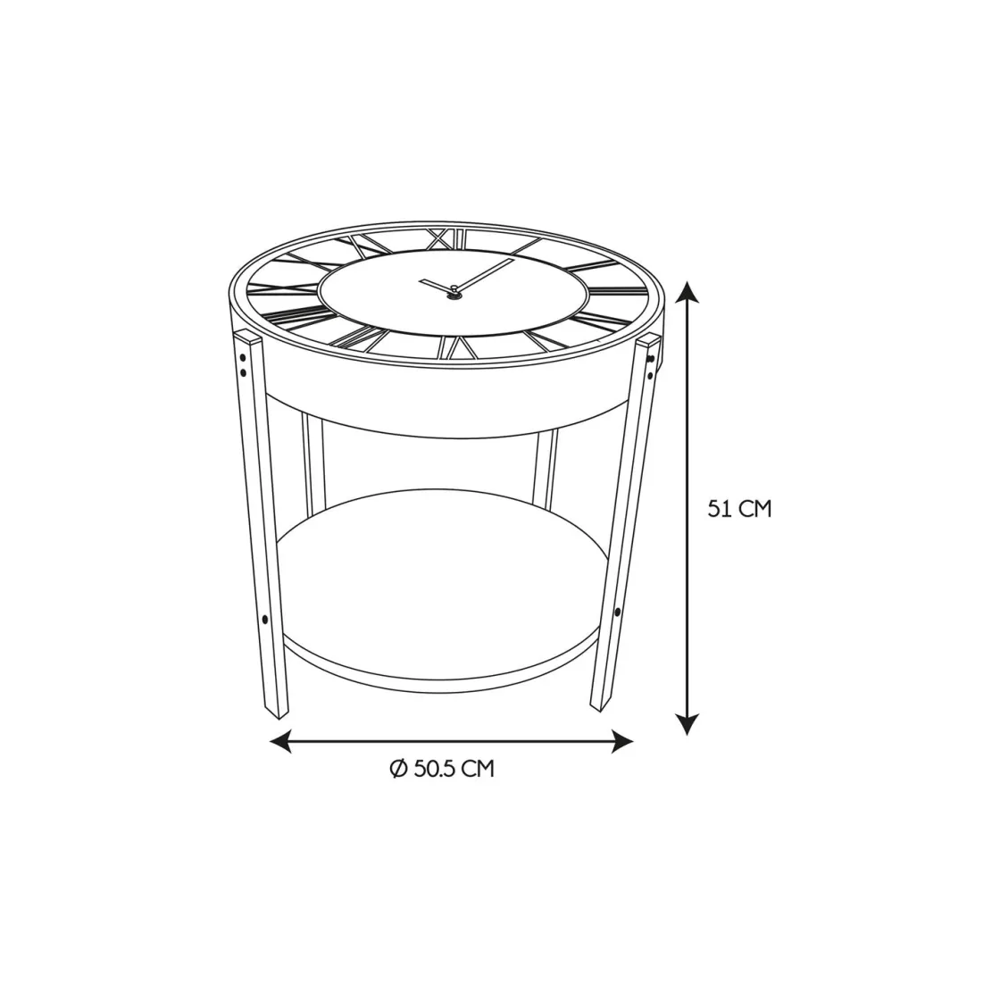 La Chaise Longue Mobilier-TABLE D APPOINT HORLOGE 50.5X50.5X49CM