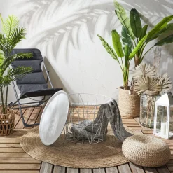 La Chaise Longue Mobilier-TABLE FILAIRE METAL BLANC DIAMETRE 50CM