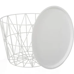 La Chaise Longue Mobilier-TABLE FILAIRE METAL BLANC DIAMETRE 50CM