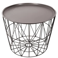 La Chaise Longue Mobilier-TABLE FILAIRE METAL TAUPE DIAMETRE 50CM