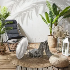 La Chaise Longue Mobilier-TABLE FILAIRE METAL TAUPE DIAMETRE 50CM