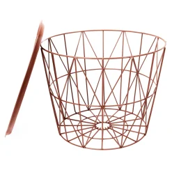 La Chaise Longue Mobilier-TABLE FILAIRE METAL TERRACOTTA DIAMETRE 50CM