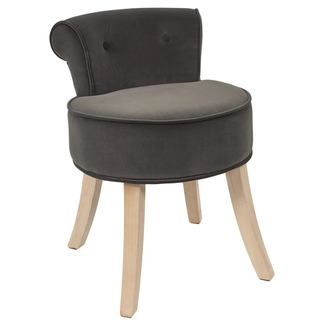 La Chaise Longue Mobilier-TABOURET ELEONOR VELOURS GRIS
