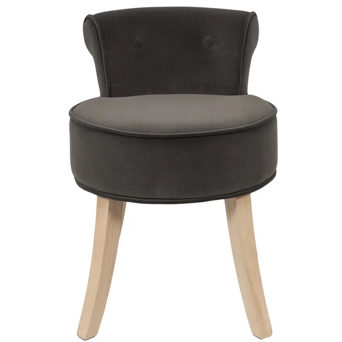 La Chaise Longue Mobilier-TABOURET ELEONOR VELOURS GRIS