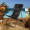 La Chaise Longue Mobilier-TRANSAT PLIANT CORFOU NOIR