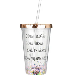 La Chaise Longue Boissons & Cocktails-VERRE A PAILLETTES AVEC PAILLE