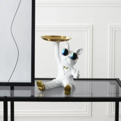 La Chaise Longue Déco-VIDE POCHES BOULEDOGUE 2 PLATEAUX BLANC