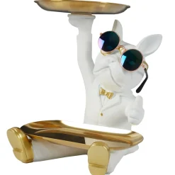 La Chaise Longue Déco-VIDE POCHES BOULEDOGUE 2 PLATEAUX BLANC