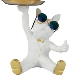 La Chaise Longue Déco-VIDE POCHES BOULEDOGUE 2 PLATEAUX BLANC