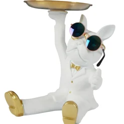 La Chaise Longue Déco-VIDE POCHES BOULEDOGUE 2 PLATEAUX BLANC