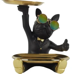 La Chaise Longue Déco-VIDE POCHES BOULEDOGUE 2 PLATEAUX NOIR